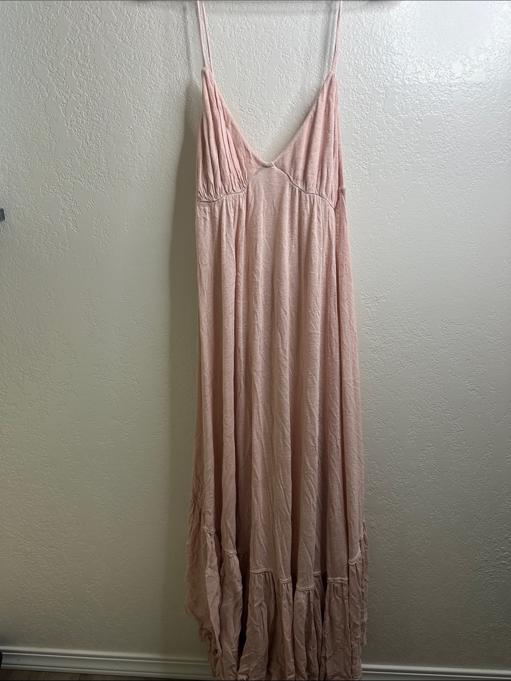Women's Blush Pink Maxi Dress with Spaghetti Straps
